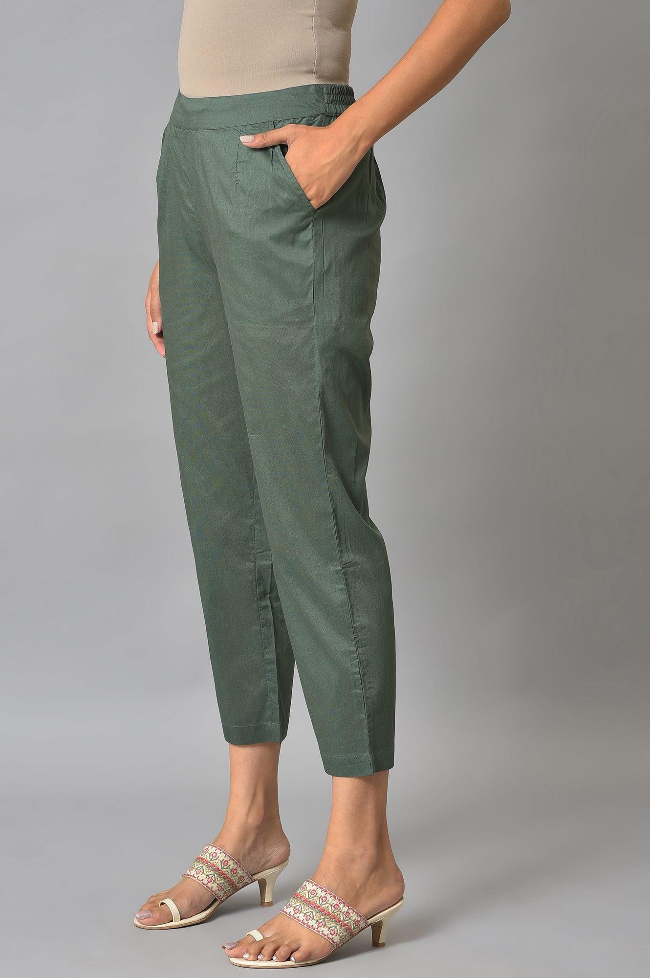 Olive Green Straight Pants - wforwoman