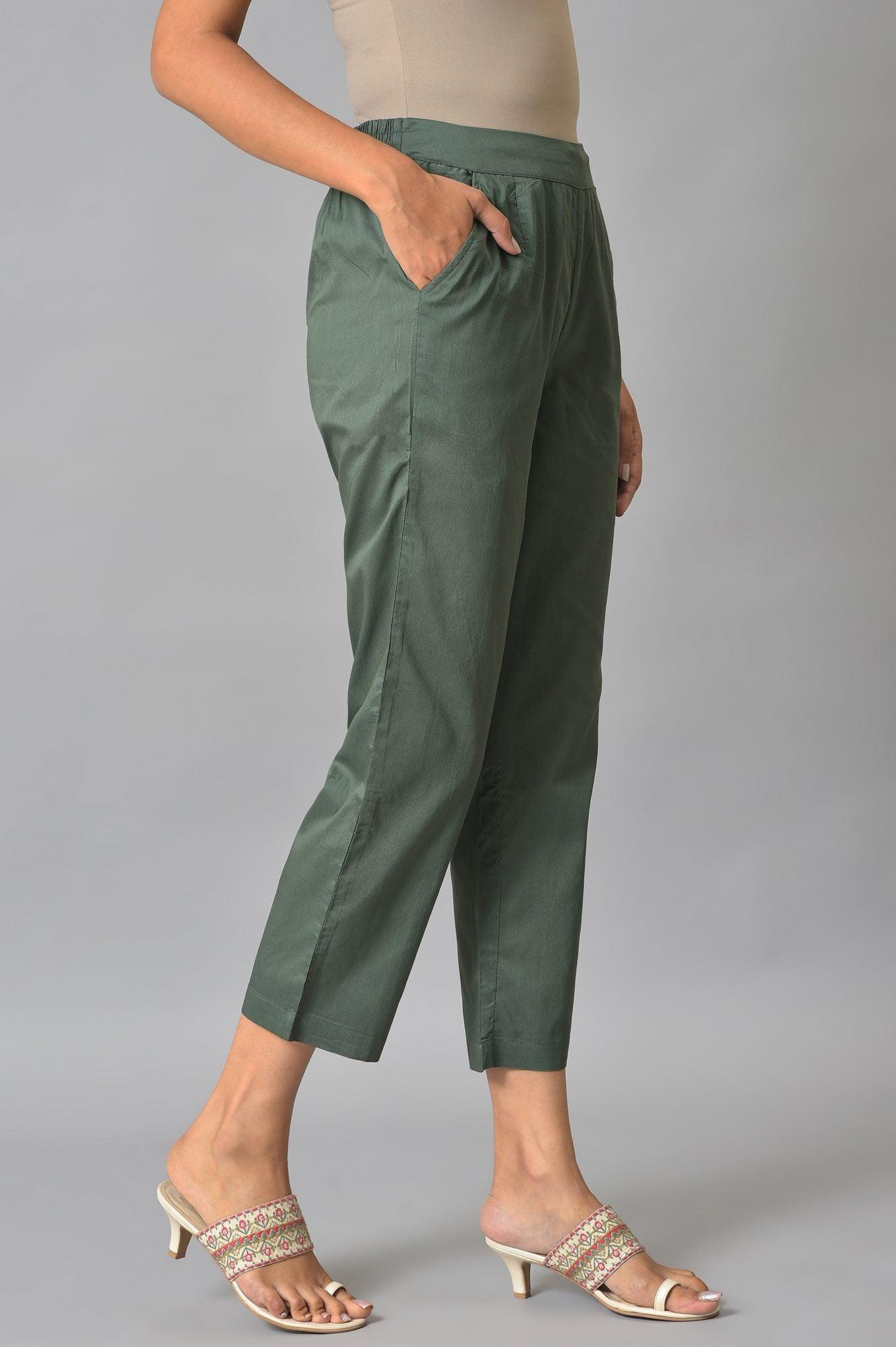 Olive Green Straight Pants - wforwoman