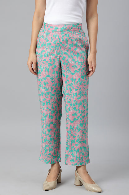 Light Purple Floral Printed Parallel Pants