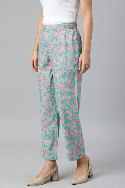 Light Purple Floral Printed Parallel Pants