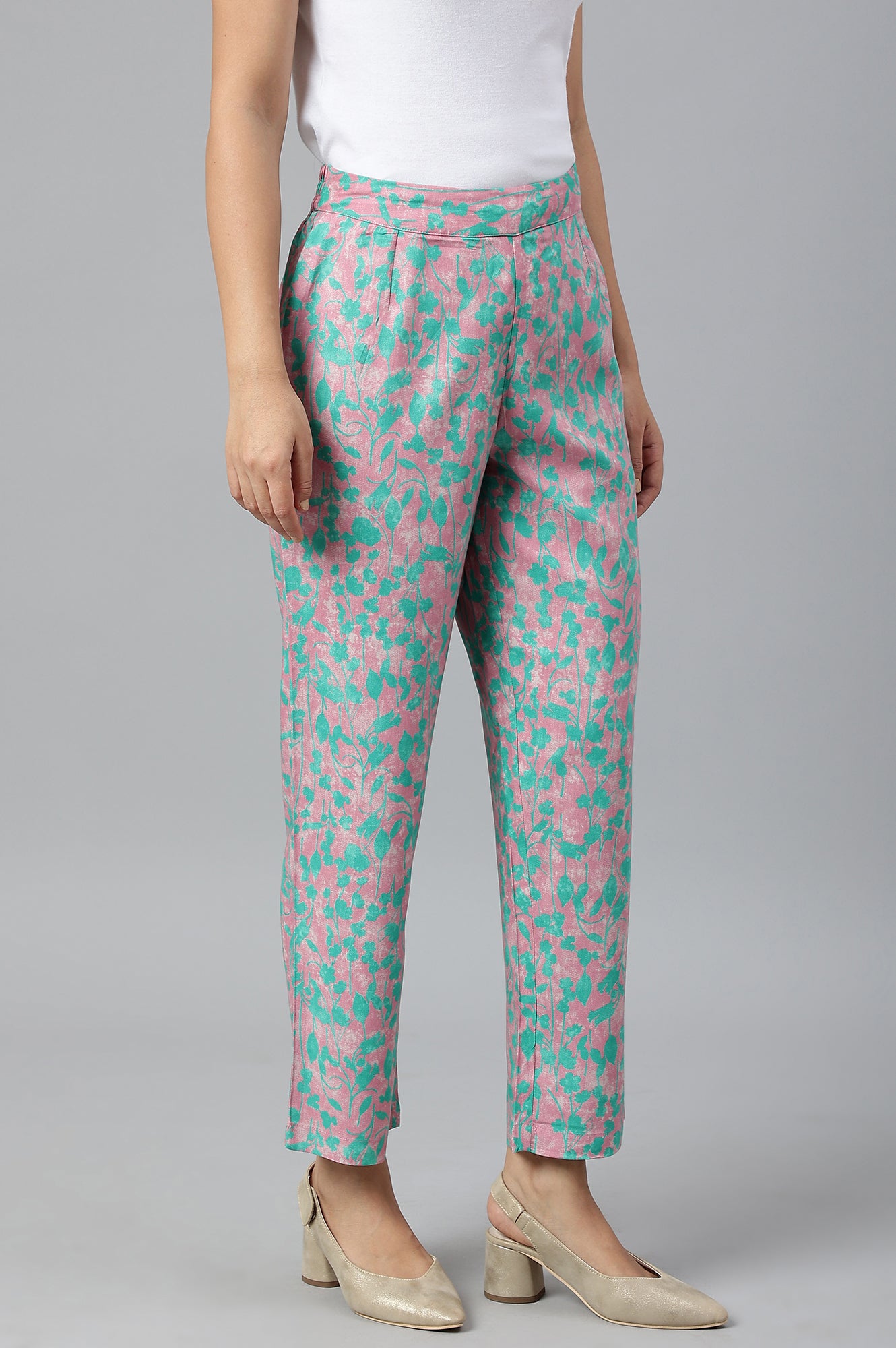 Light Purple Floral Printed Parallel Pants