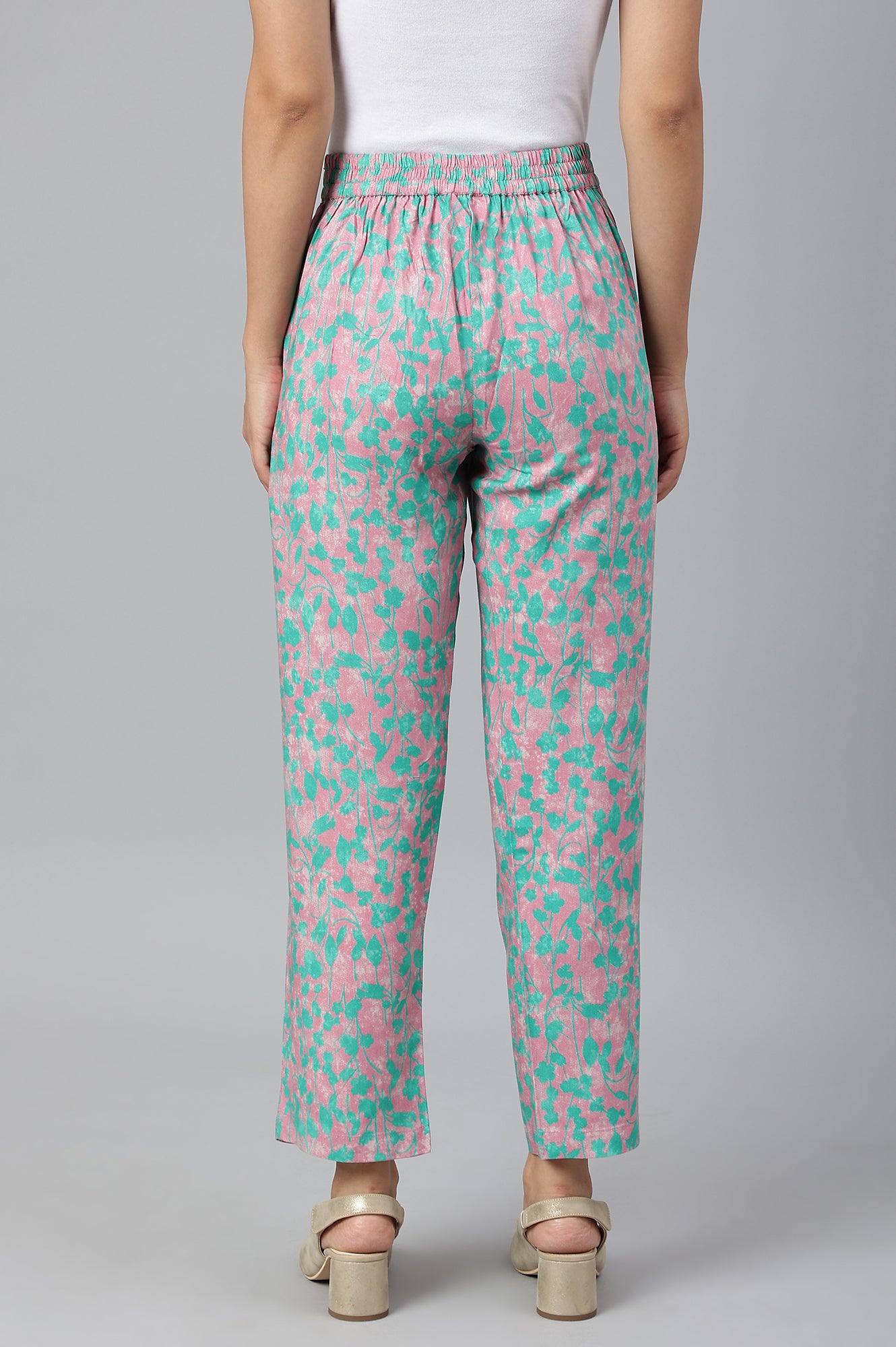 Light Purple Floral Printed Parallel Pants