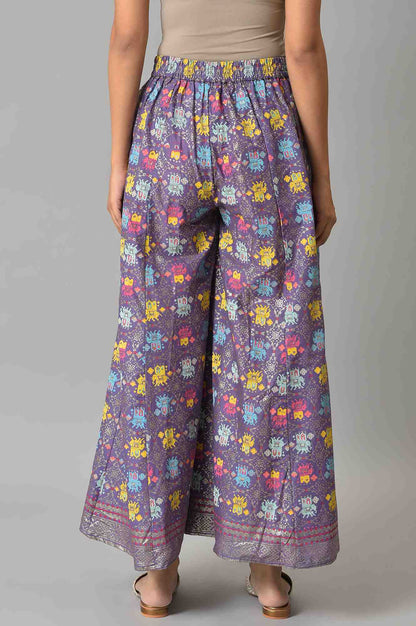 Purple Printed Flared Culottes