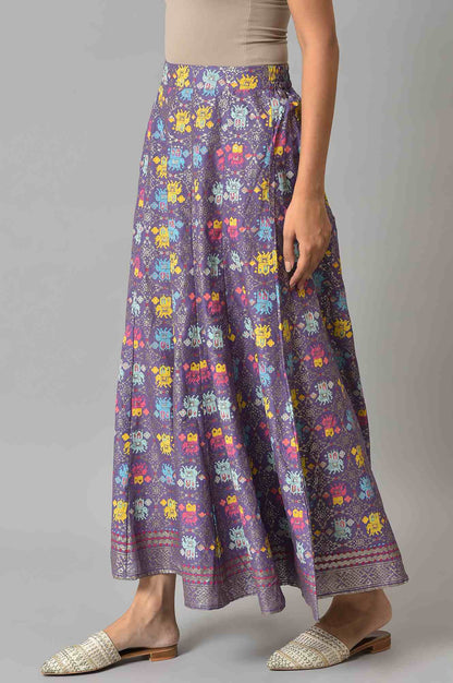 Purple Printed Flared Culottes