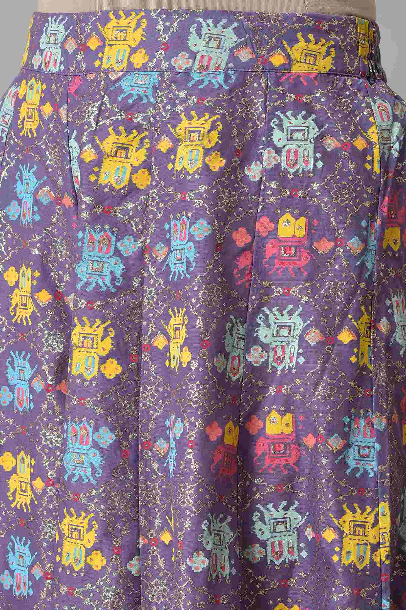 Purple Printed Flared Culottes