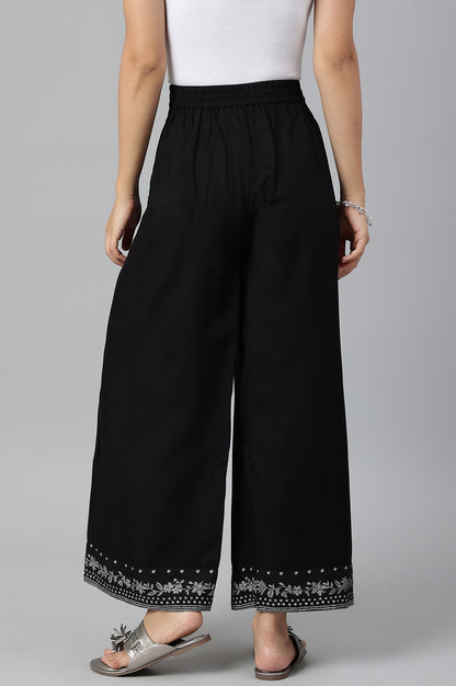 Black Rayon Straight Parallel Pants