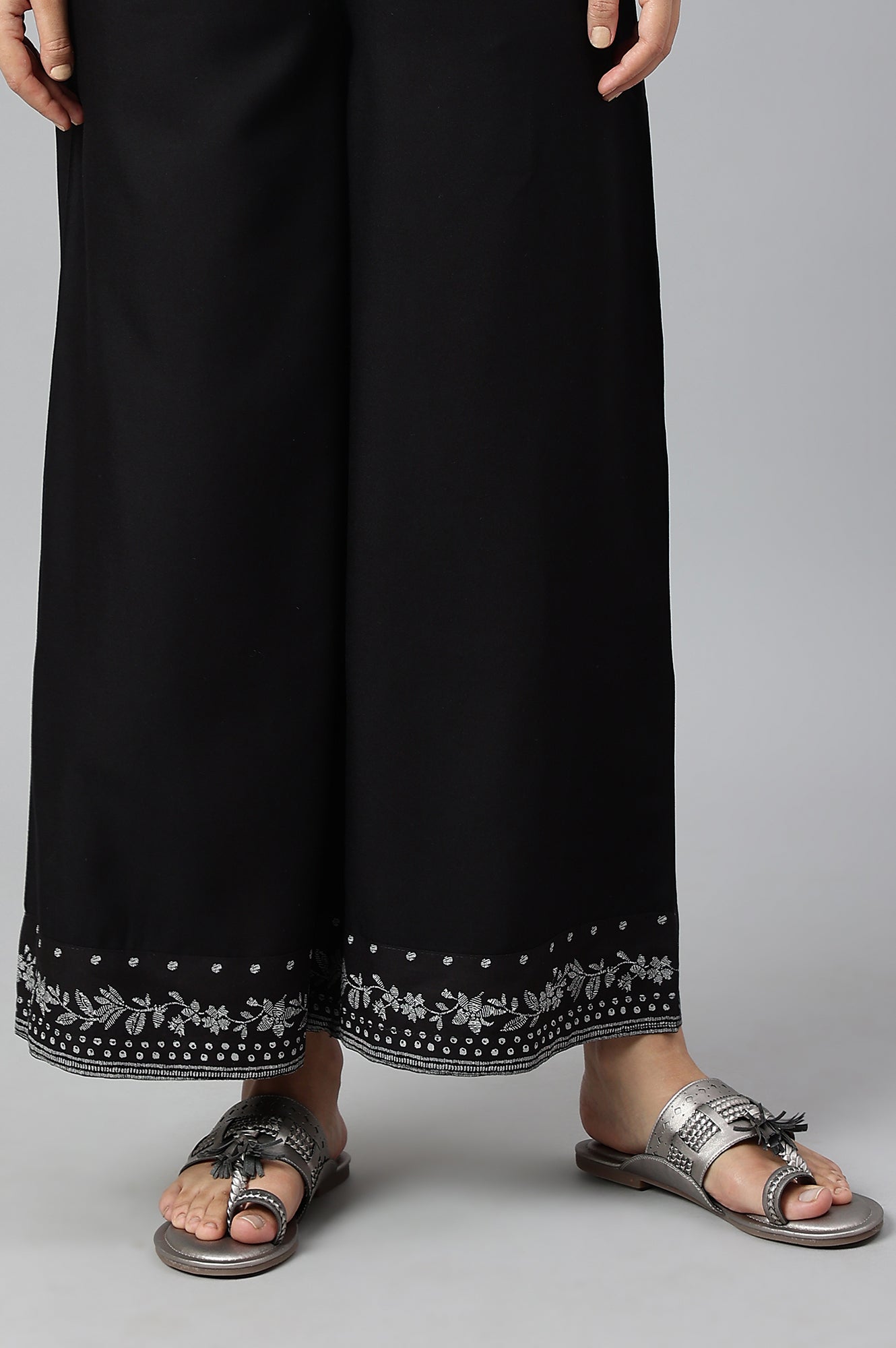 Black Rayon Straight Parallel Pants