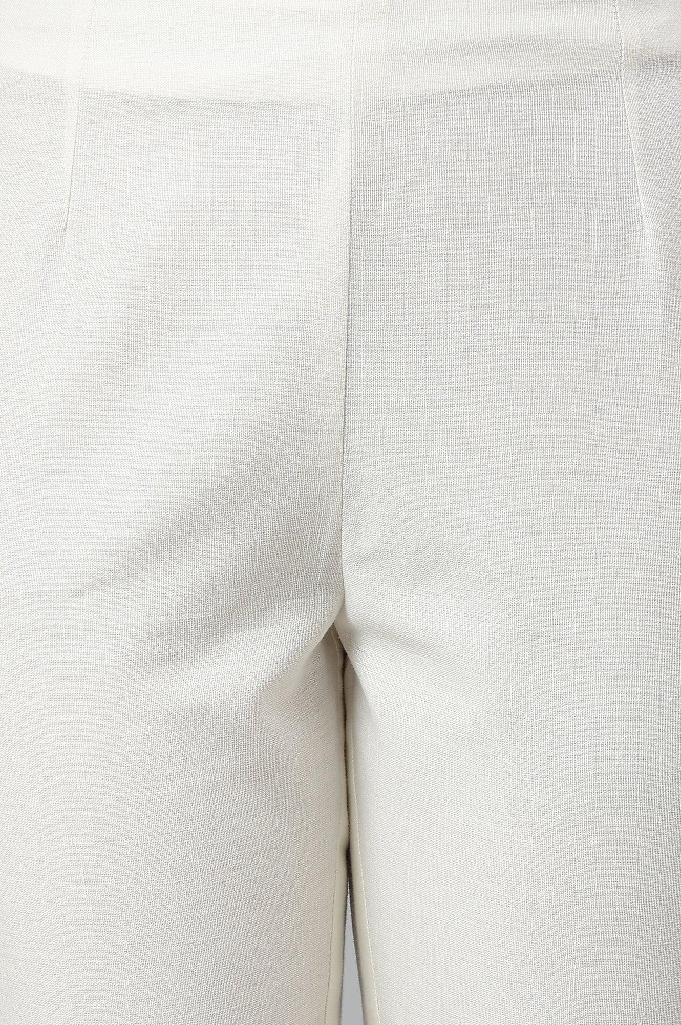 Lily White Cotton Blend Slim Pants - wforwoman