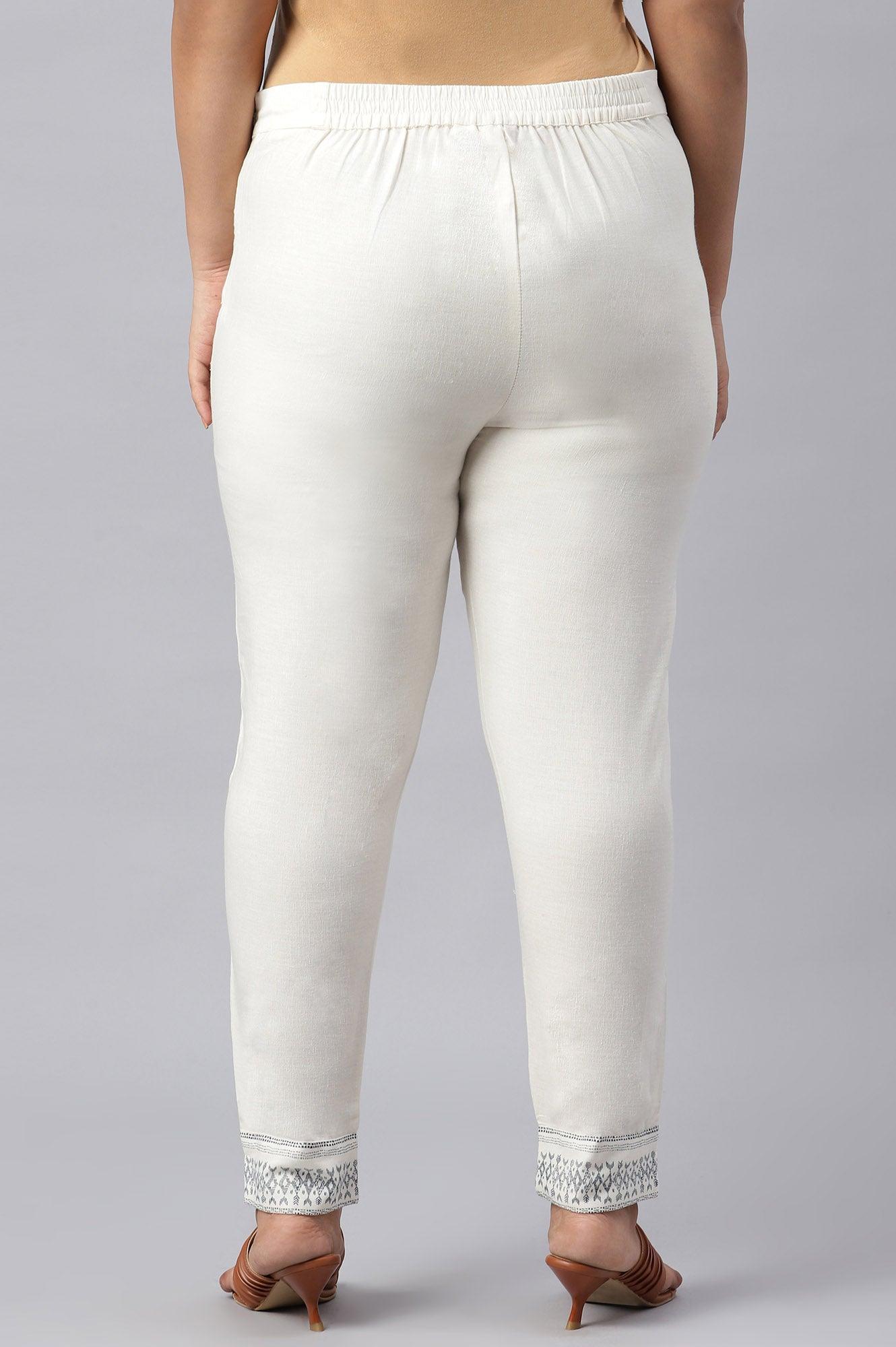 Buy Plus Size Lily White Cotton Blend Slim Pants 1099 W for