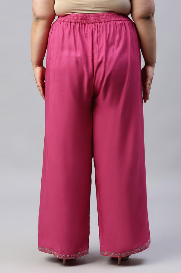 Dark Pink Festive Plus Size Parallel Pants