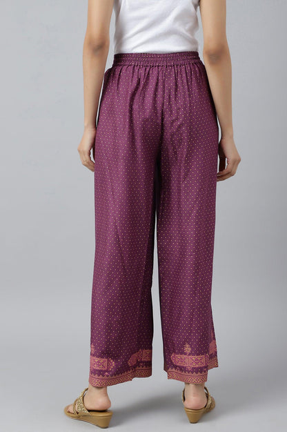 Orchid Purple Rayon Printed Parallel Pants - wforwoman