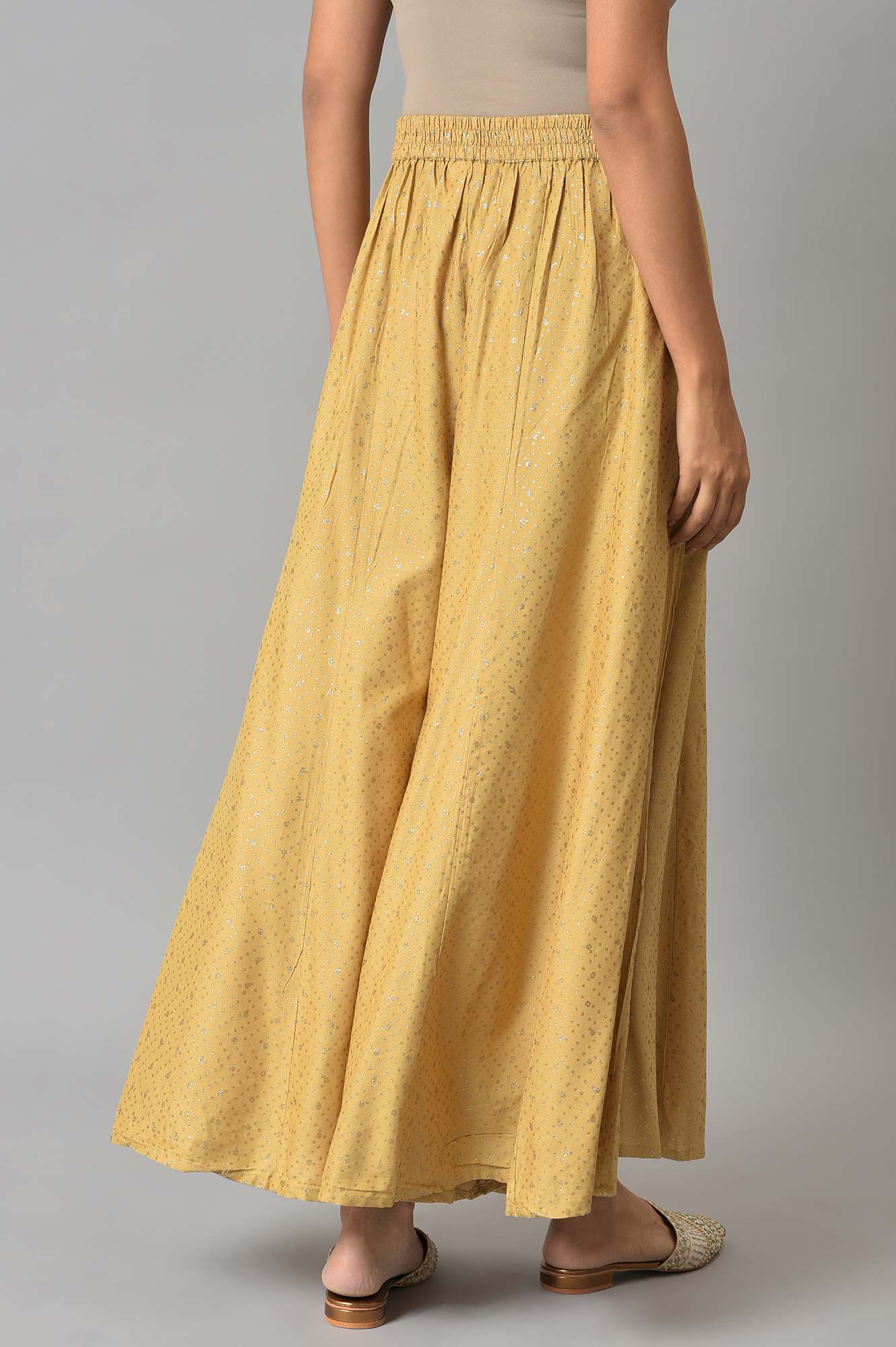 Golden Glitter Rayon Culottes In Polka Dots