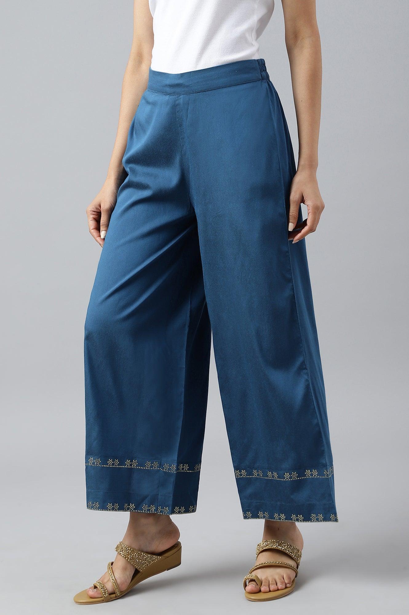 Persian Blue Straight Parallel Pants - wforwoman