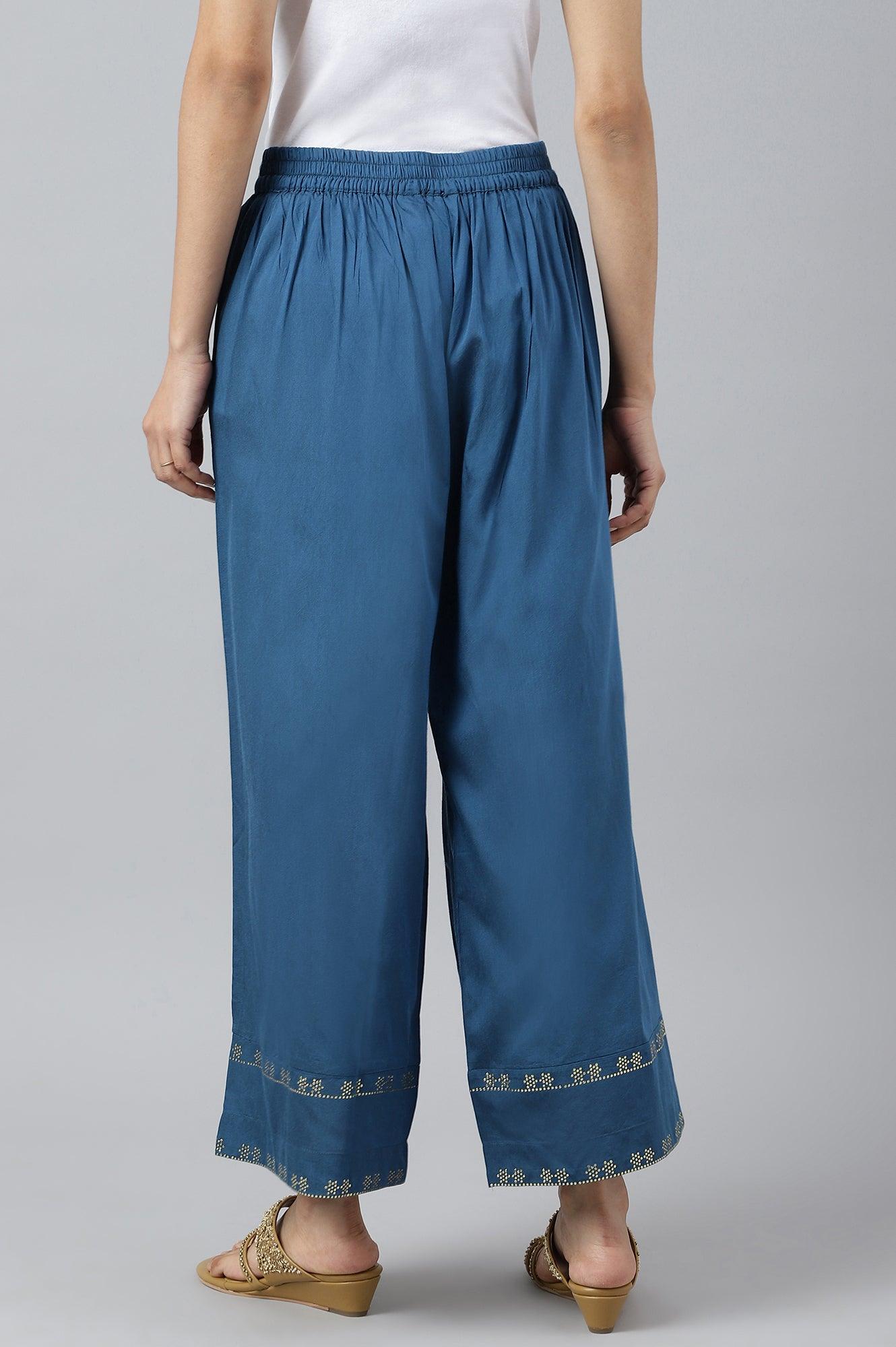 Persian Blue Straight Parallel Pants - wforwoman
