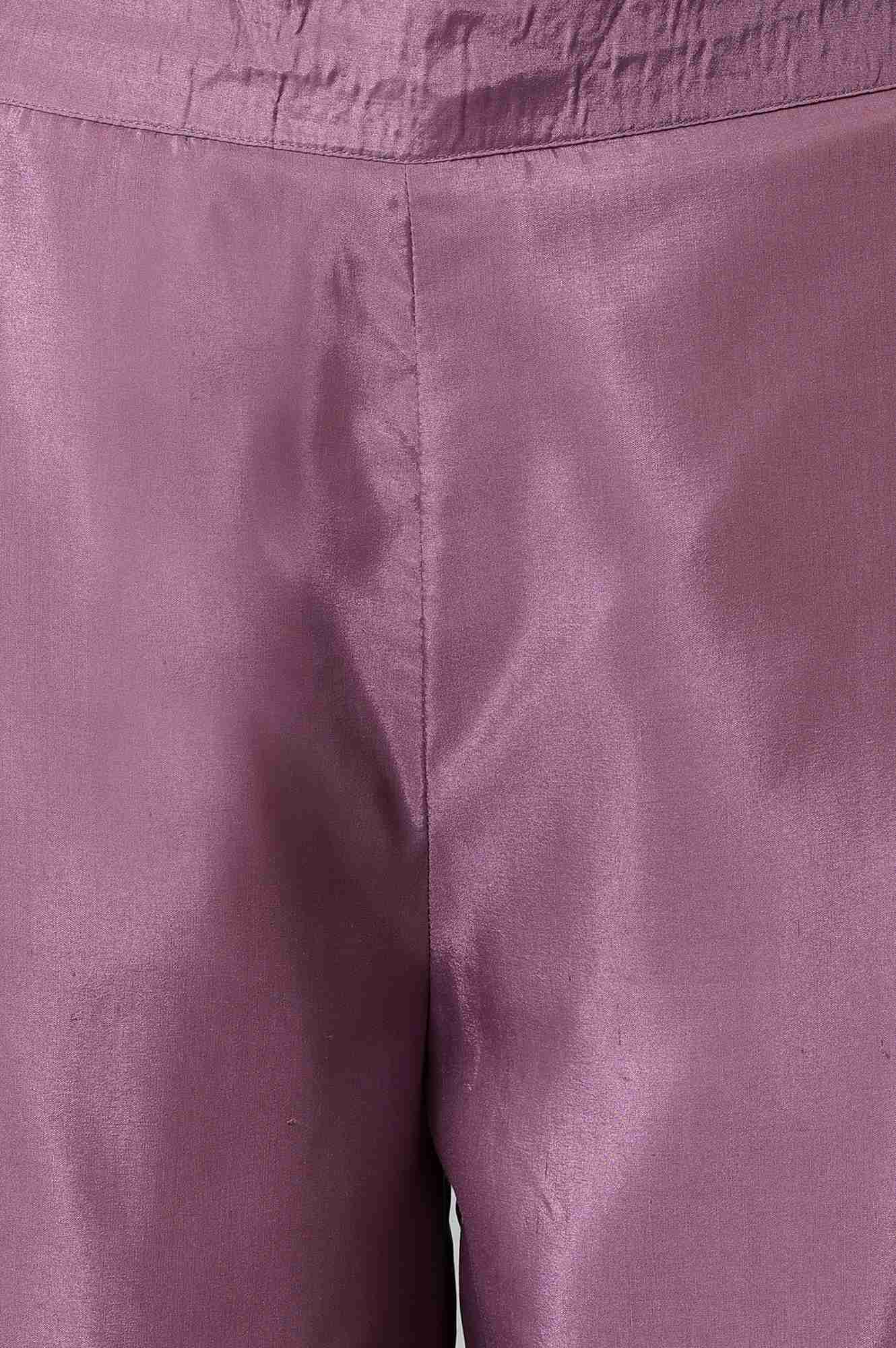 Purple Shantung Straight Parallel Pants