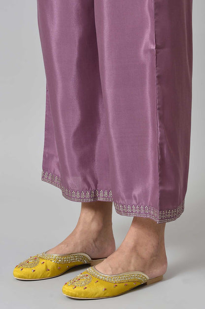 Purple Shantung Straight Parallel Pants