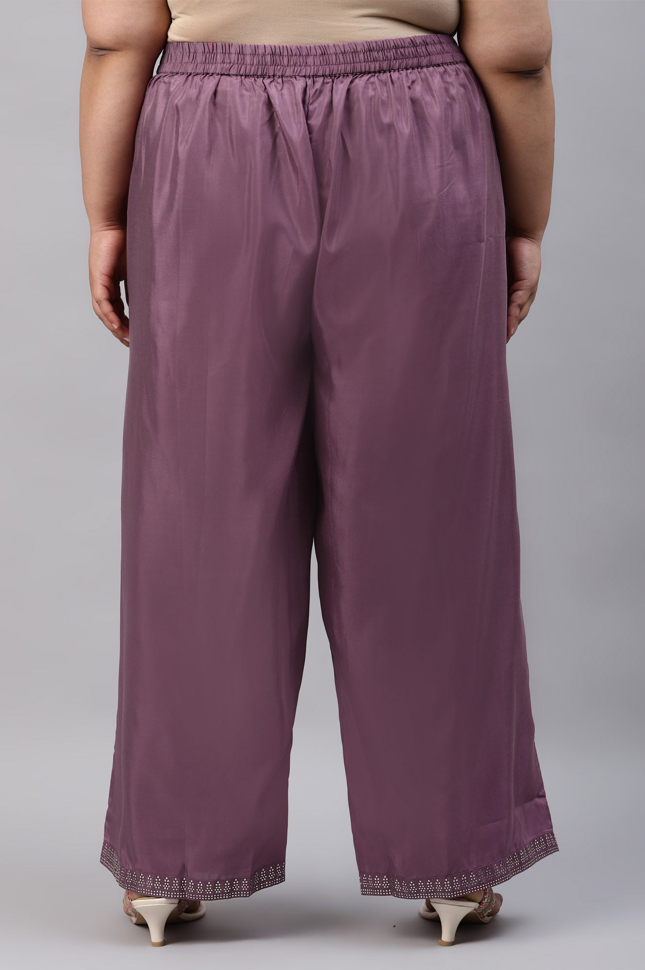 Ash Rose Pink Shantung Straight Plus Size Parallel Pants