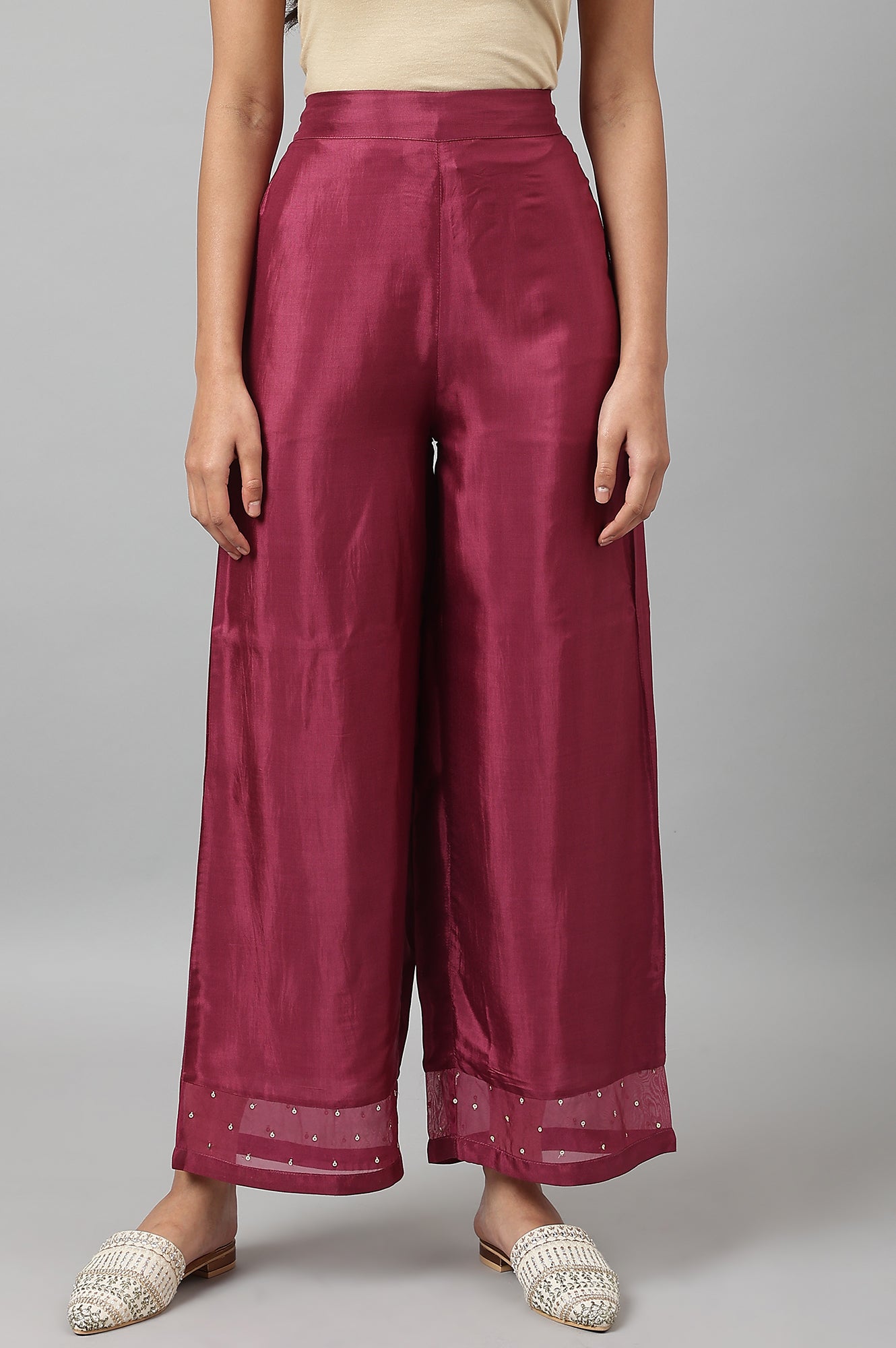 Parallel Pant Notes Buy Purple Shantung Straight Parallel Pants @ 1499 | W for woman ...