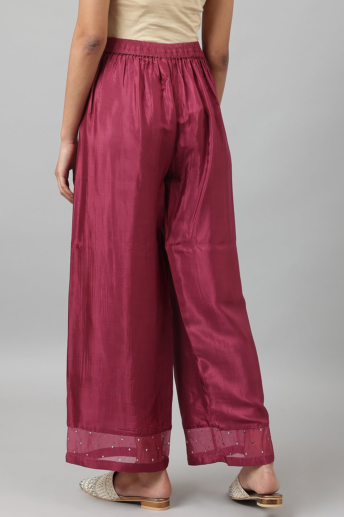Buy Purple Shantung Straight Parallel Pants @ 1499 | W for woman