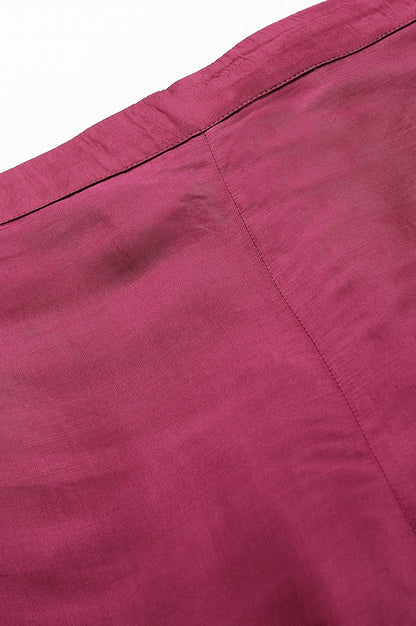 Purple Shantung Straight Parallel Pants