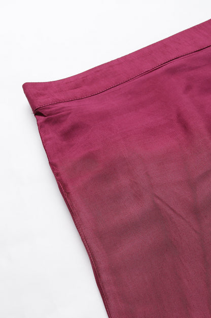 Purple Shantung Straight Parallel Pants
