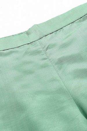 Green Solid Shantung Parallel Pants