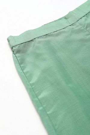 Green Solid Shantung Parallel Pants