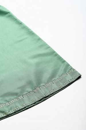 Green Solid Shantung Parallel Pants