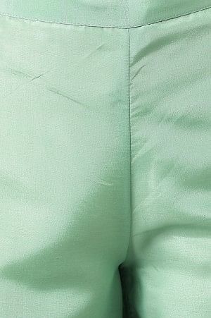 Green Solid Shantung Parallel Pants