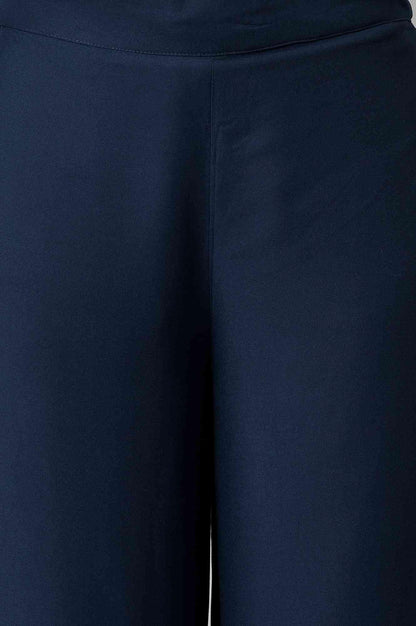 Dark Blue Rayon Straight Parallel Pants - wforwoman