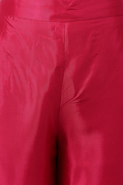 Dark Pink Shantung Straight Parallel Pants - wforwoman