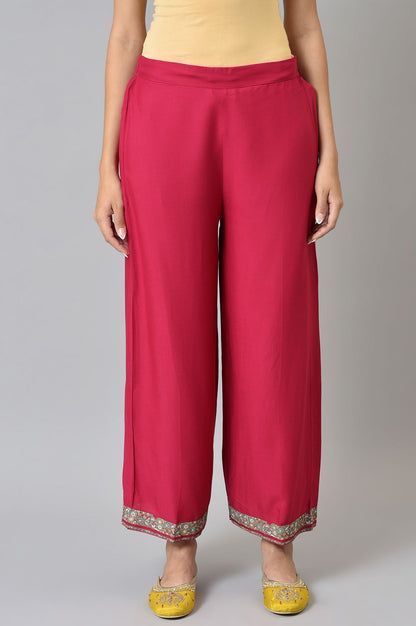 Pink Rose Rayon Straight Parallel Pants