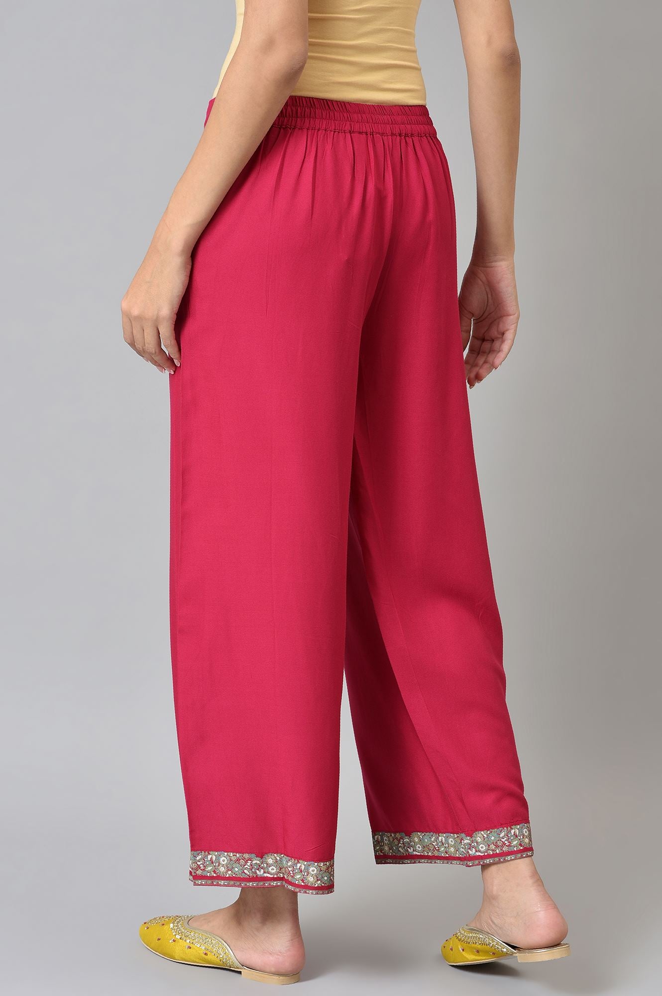 Pink Rose Rayon Straight Parallel Pants