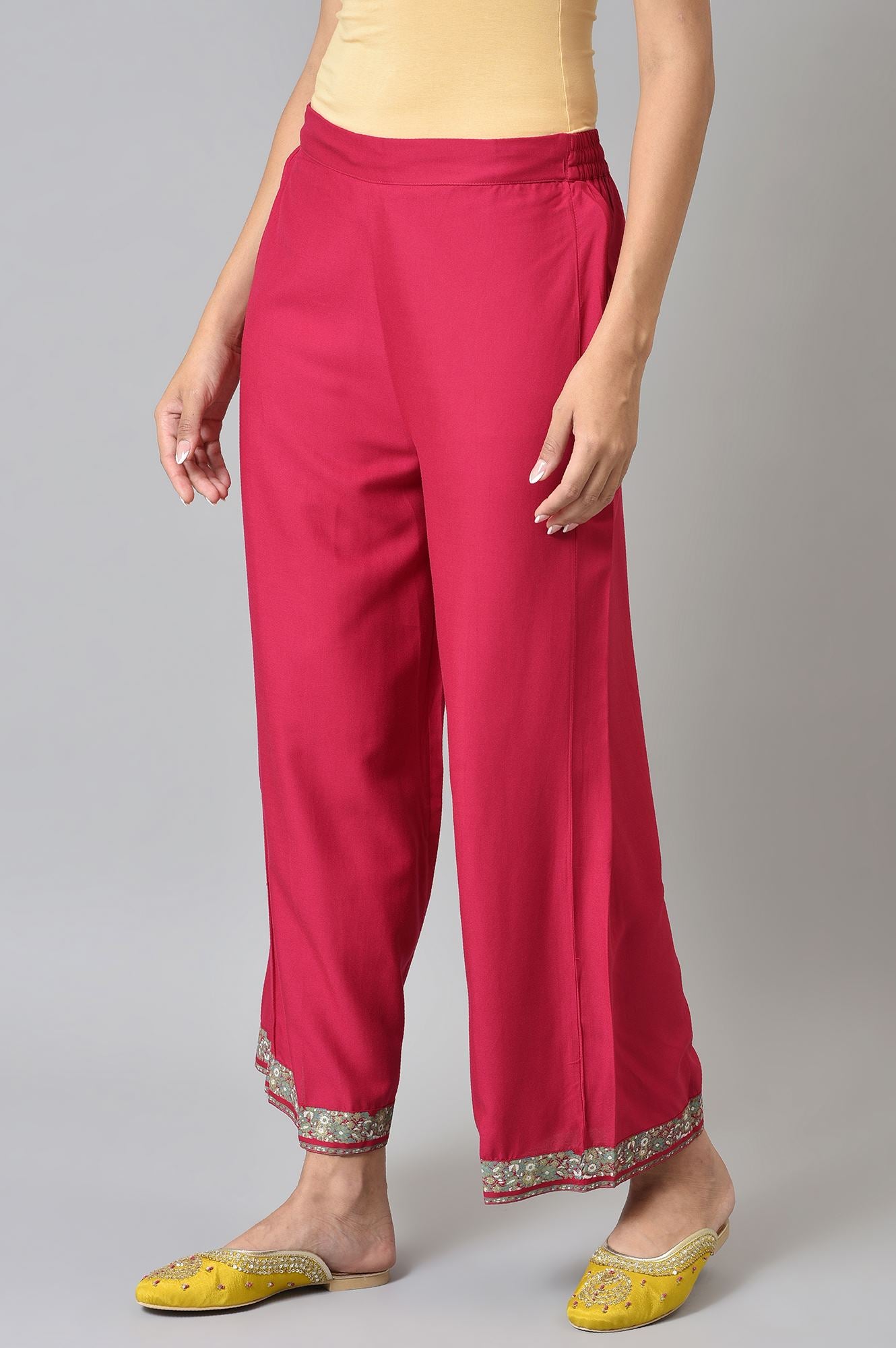 Pink Rose Rayon Straight Parallel Pants