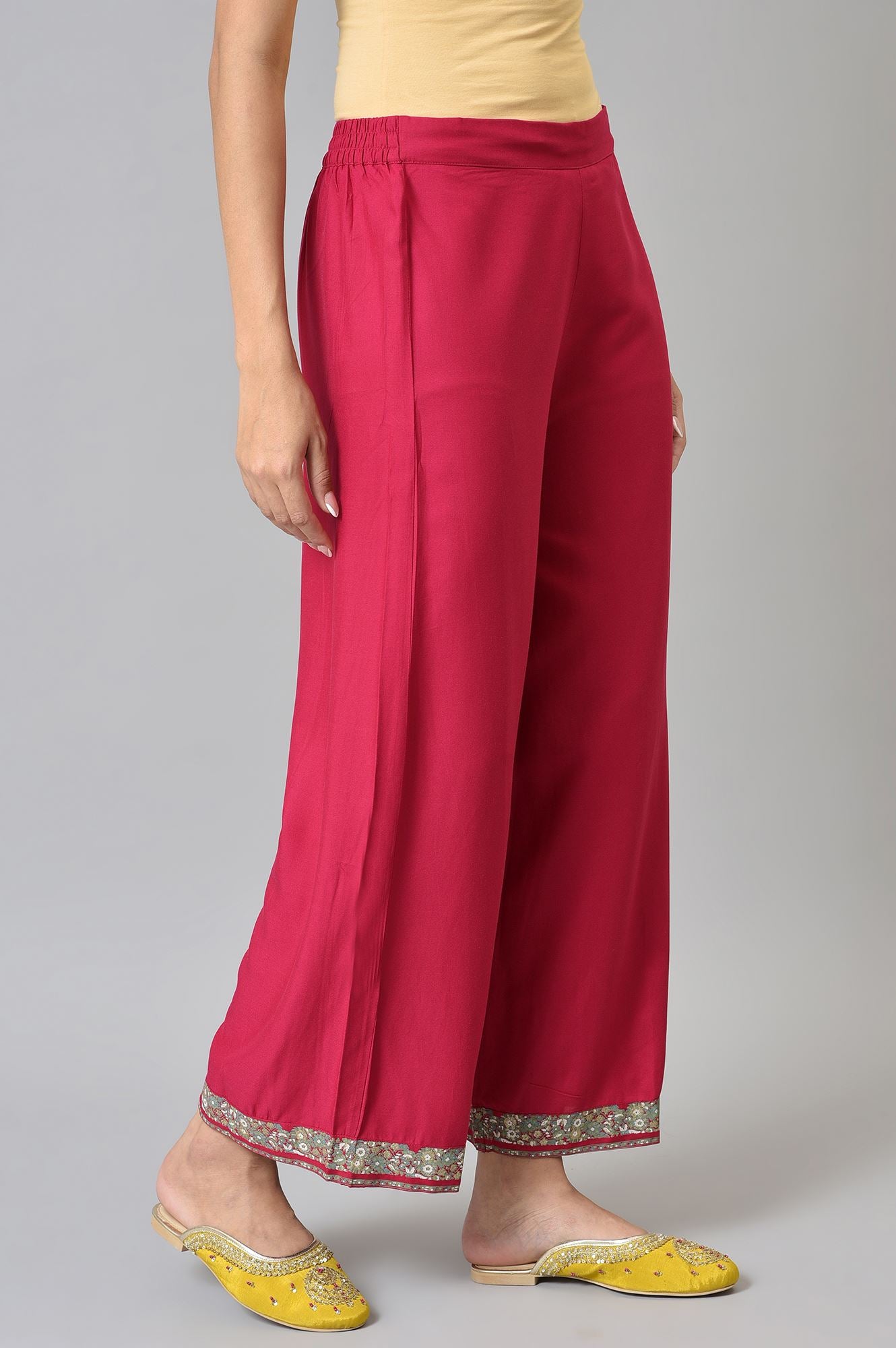 Pink Rose Rayon Straight Parallel Pants