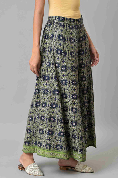 Dark Blue Paisely Printed Culottes