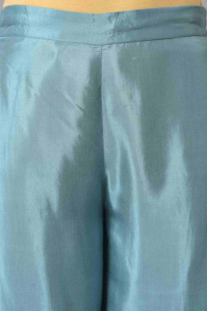 Aqua Blue Shantung Straight Parallel Pants