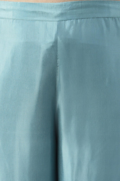 Plus Size Aqua Blue Shantung Straight Parallel Pants - wforwoman