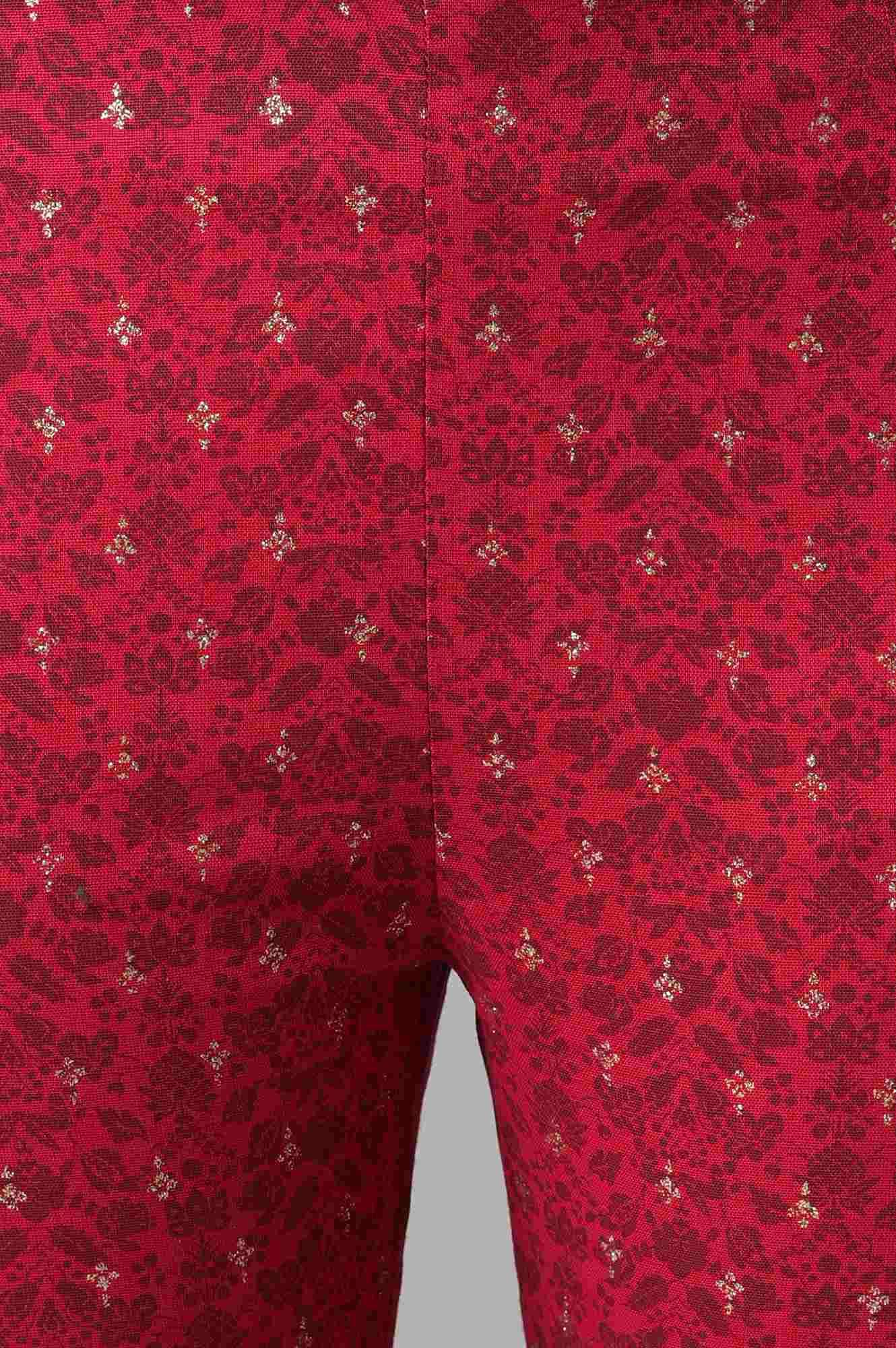 Fuchsia Pink Floral Printed Slim Pants - wforwoman