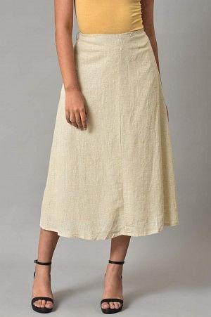 Ecru A-Line Stripe Printed Skirt - wforwoman