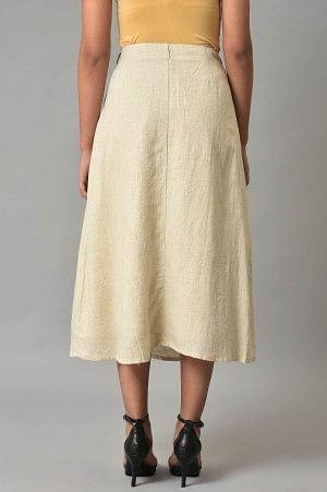 Ecru A-Line Stripe Printed Skirt