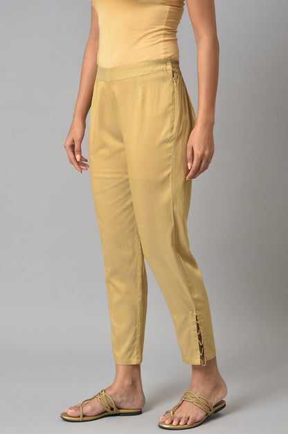 Gold Solid Light Festive Slim Pants