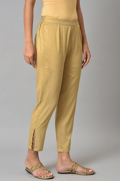 Gold Solid Light Festive Slim Pants