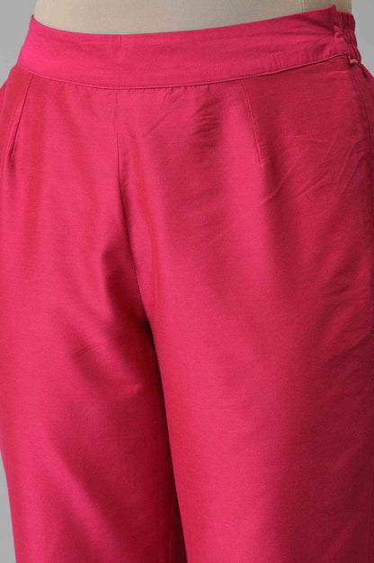 Dark Pink Solid Light Festive Slim Pants