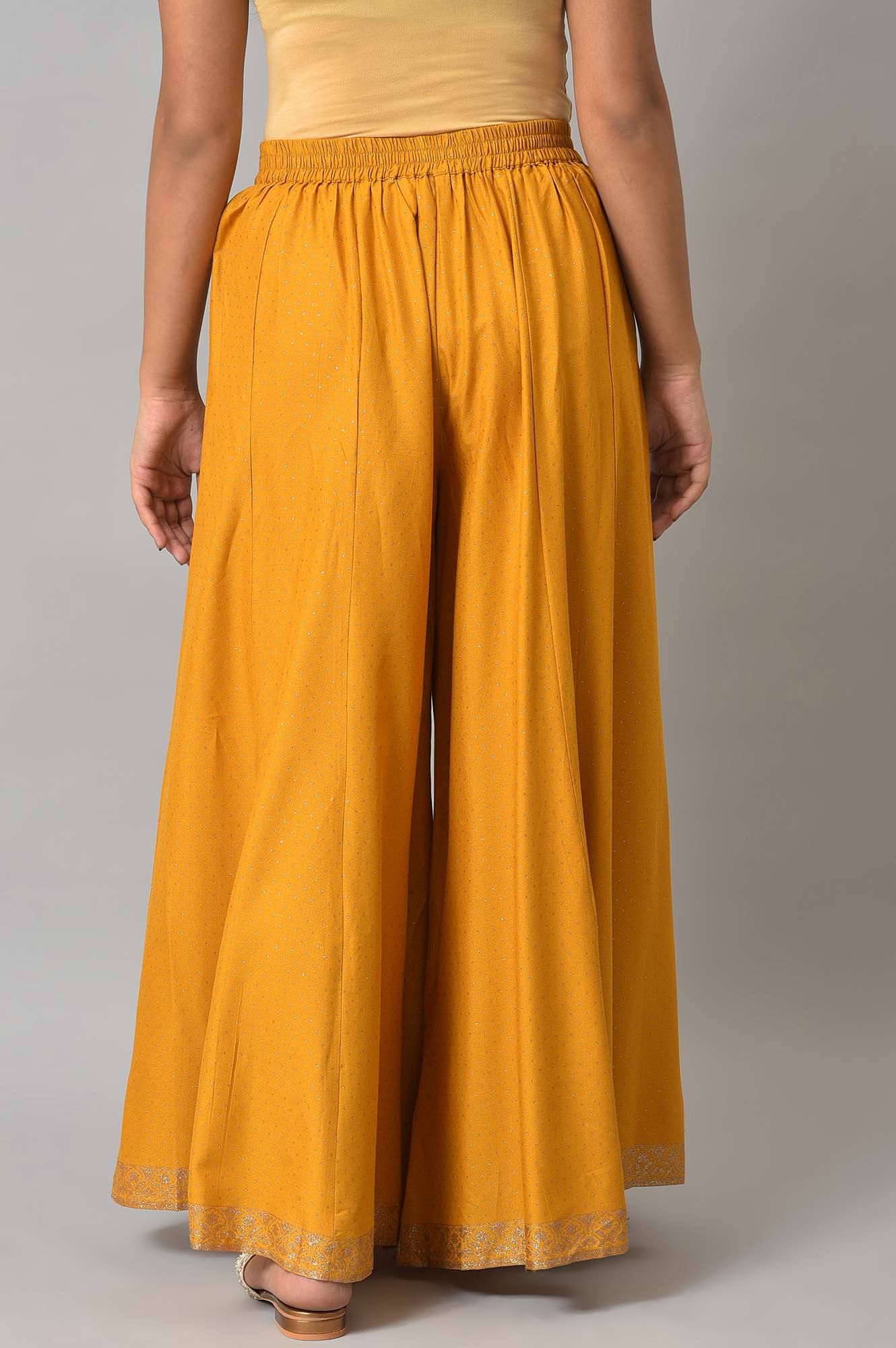 Mustard Glitter Printed Culottes