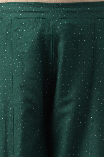 Leaf Green Glitter Printed Plus Size Culottes