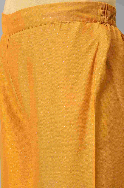 Mustard Glitter Printed Parallel Pants