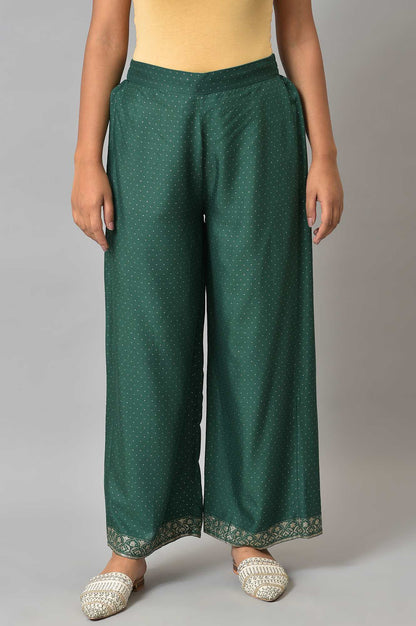 Green Glitter Printed Parallel Pants