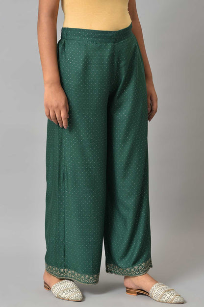 Green Glitter Printed Parallel Pants