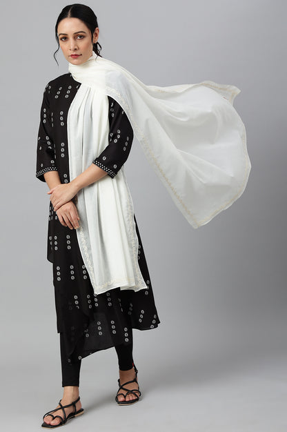 Off White Embroidered Voile Dupatta